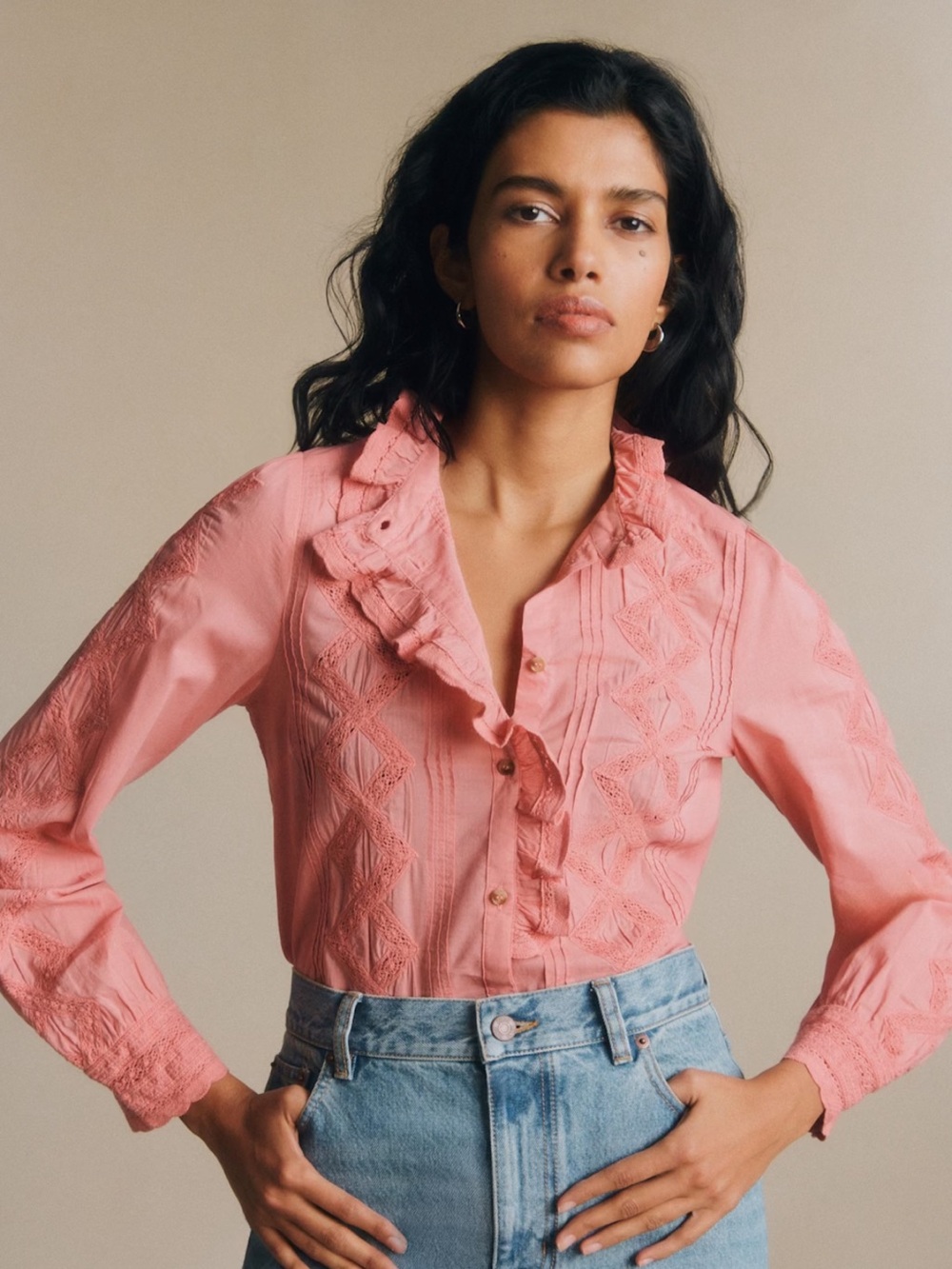 Sézane Chlo Shirt – Light Rosewood – Size 38